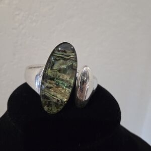 Robert Lee Morris Silver and Iridescent Ring